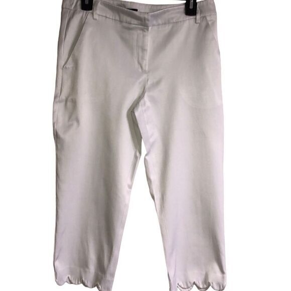 Zac & Rachel high rise zip button front two slash pockets scalloped hem capri 10 - Picture 1 of 6
